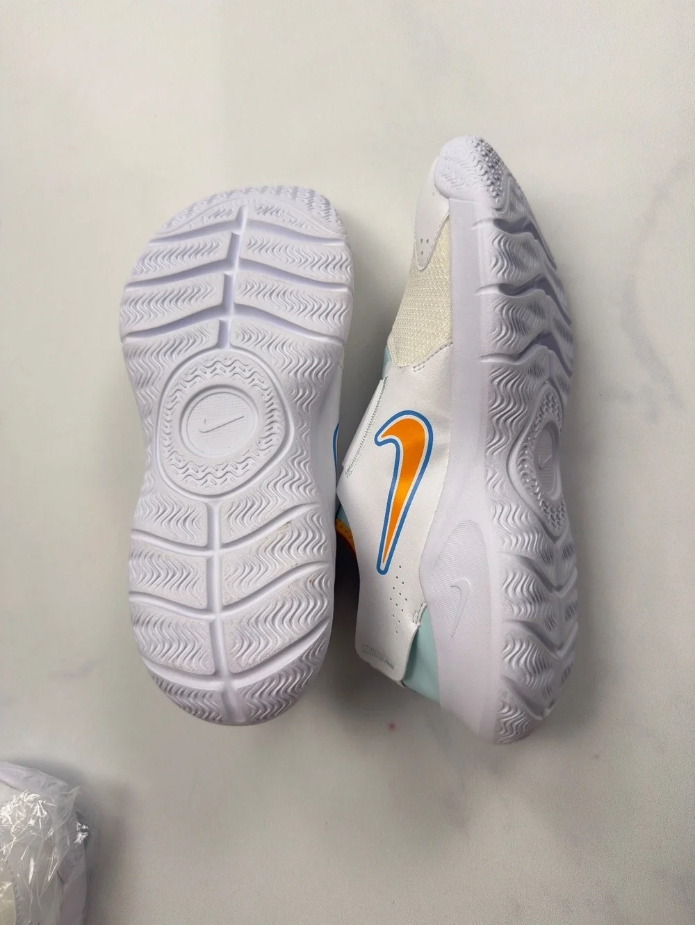 Nike Flex Runner Slip-On Sneakers White Blue Orange Modern Casual - Girls 7Y